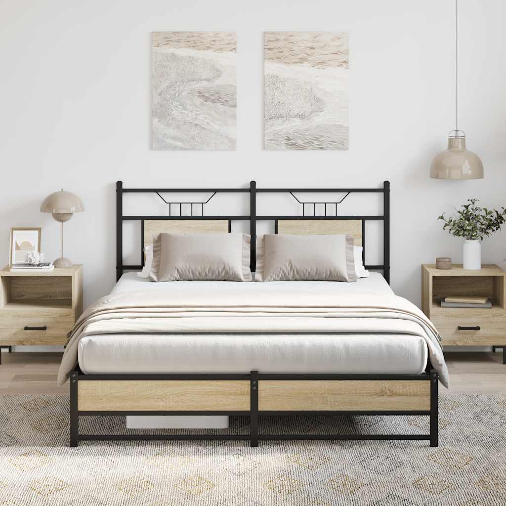 Bed Frame without Mattress Sonoma Oak 140x200 cm Engineered Wood