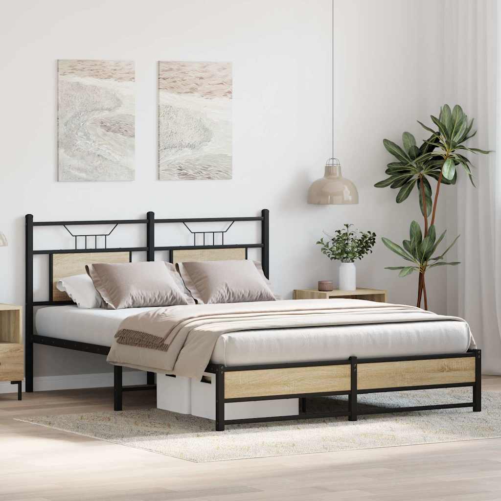 Bed Frame without Mattress Sonoma Oak 140x200 cm Engineered Wood