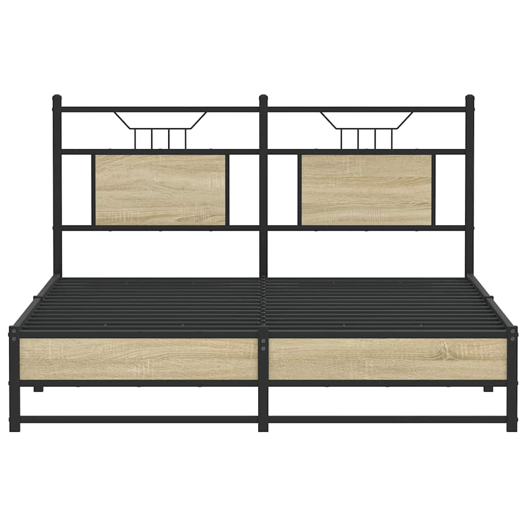 Bed Frame without Mattress Sonoma Oak 140x200 cm Engineered Wood