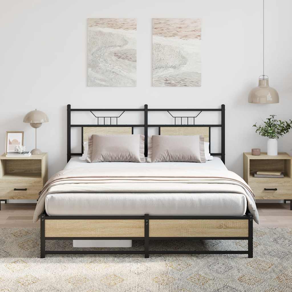 Bed Frame without Mattress Sonoma Oak 150x200 cm King Size Engineered Wood