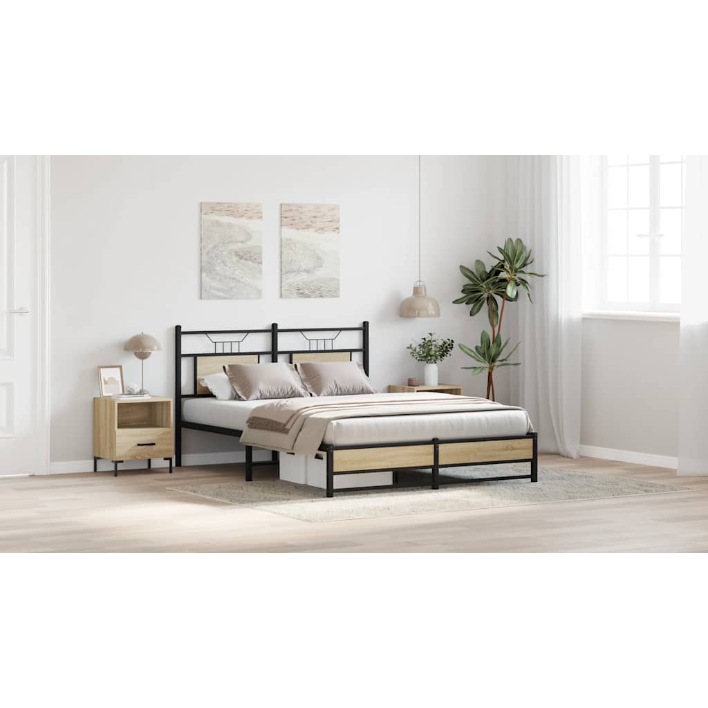 Bed Frame without Mattress Sonoma Oak 150x200 cm King Size Engineered Wood