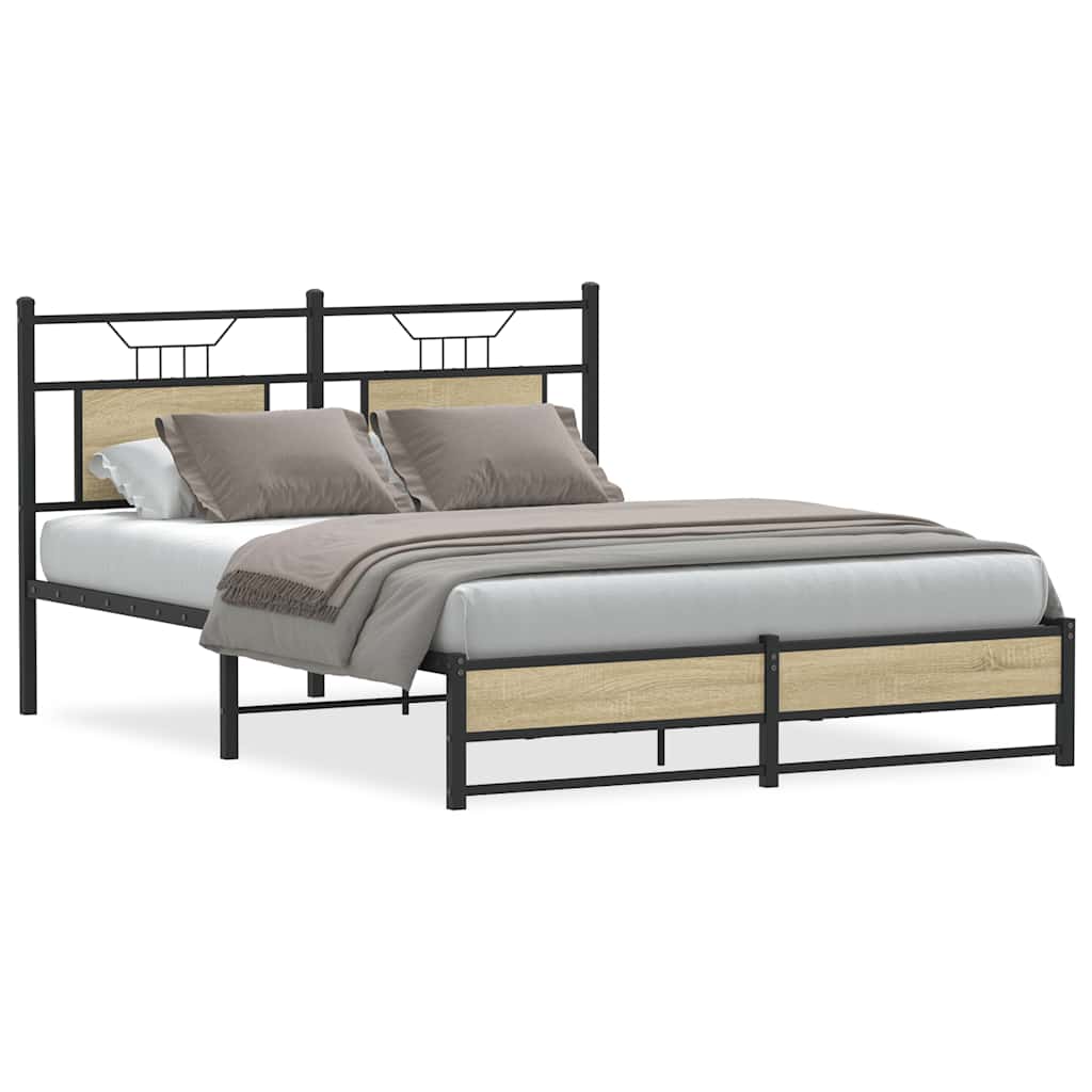 Bed Frame without Mattress Sonoma Oak 150x200 cm King Size Engineered Wood
