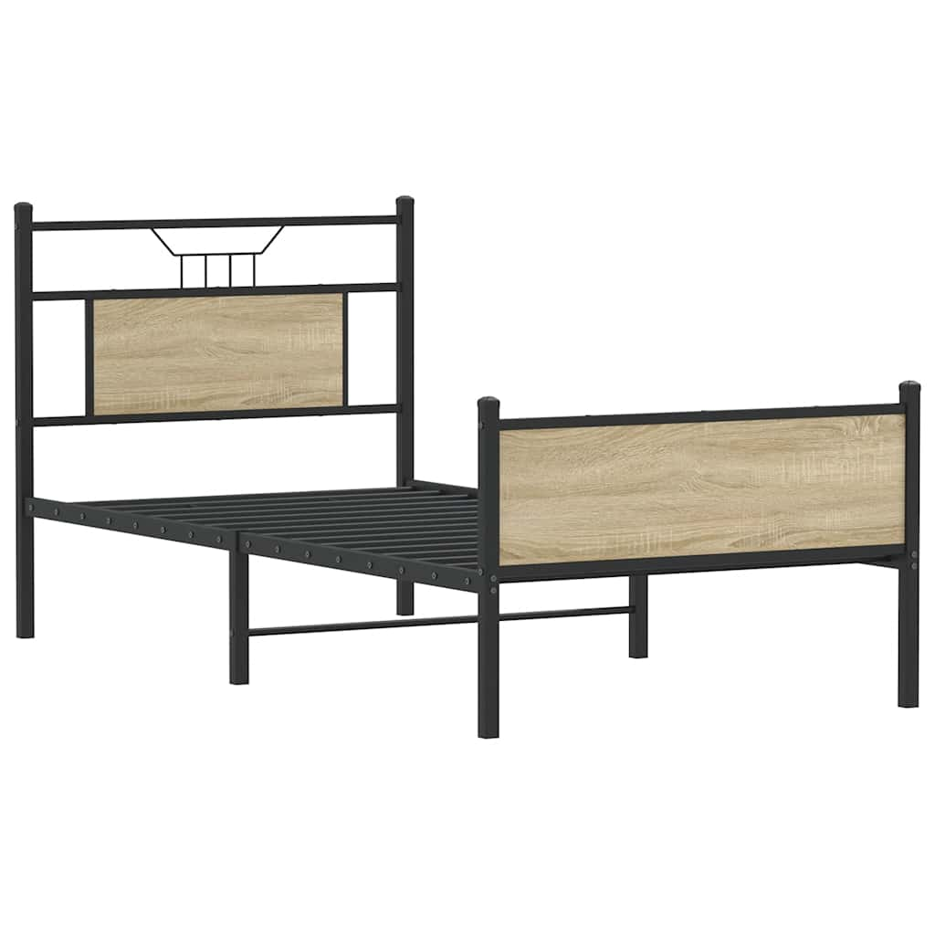 vidaXL Bed Frame without Mattress Sonoma Oak 75x190 cm Small Single Engineered Wood