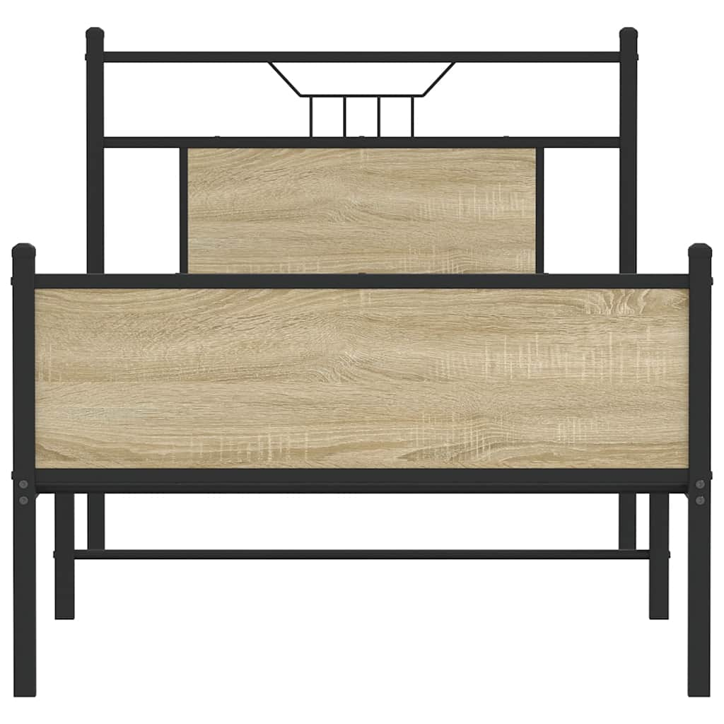 vidaXL Bed Frame without Mattress Sonoma Oak 75x190 cm Small Single Engineered Wood