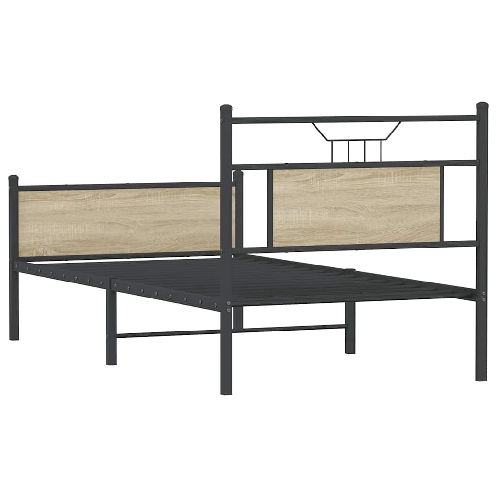 vidaXL Bed Frame without Mattress Sonoma Oak 75x190 cm Small Single Engineered Wood