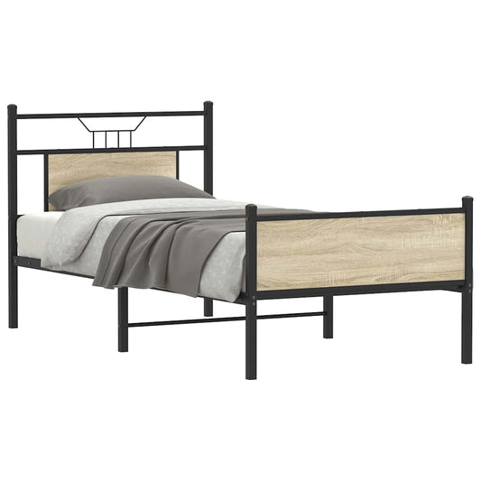 vidaXL Bed Frame without Mattress Sonoma Oak 75x190 cm Small Single Engineered Wood