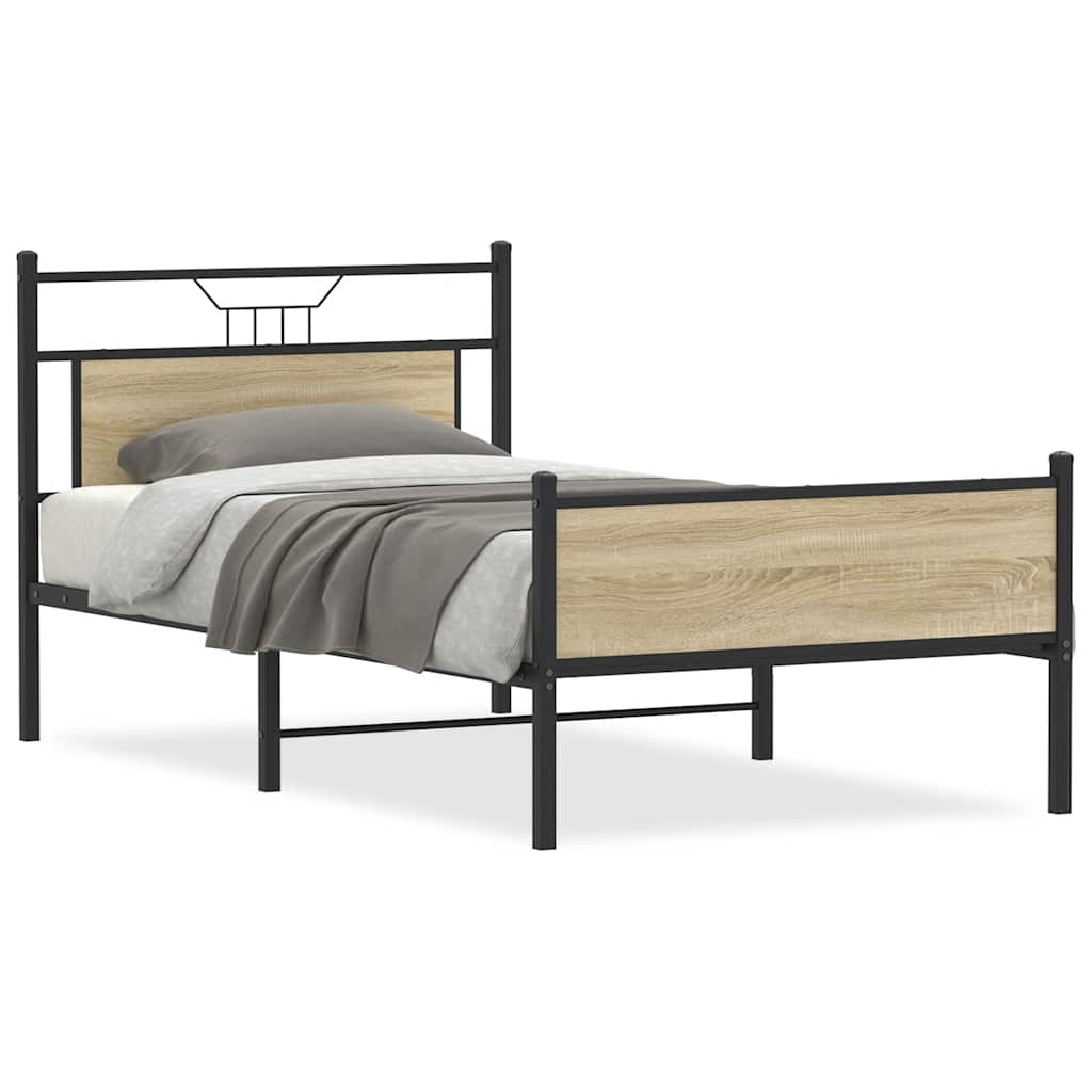 vidaXL Bed Frame without Mattress Sonoma Oak 100x190 cm Engineered Wood