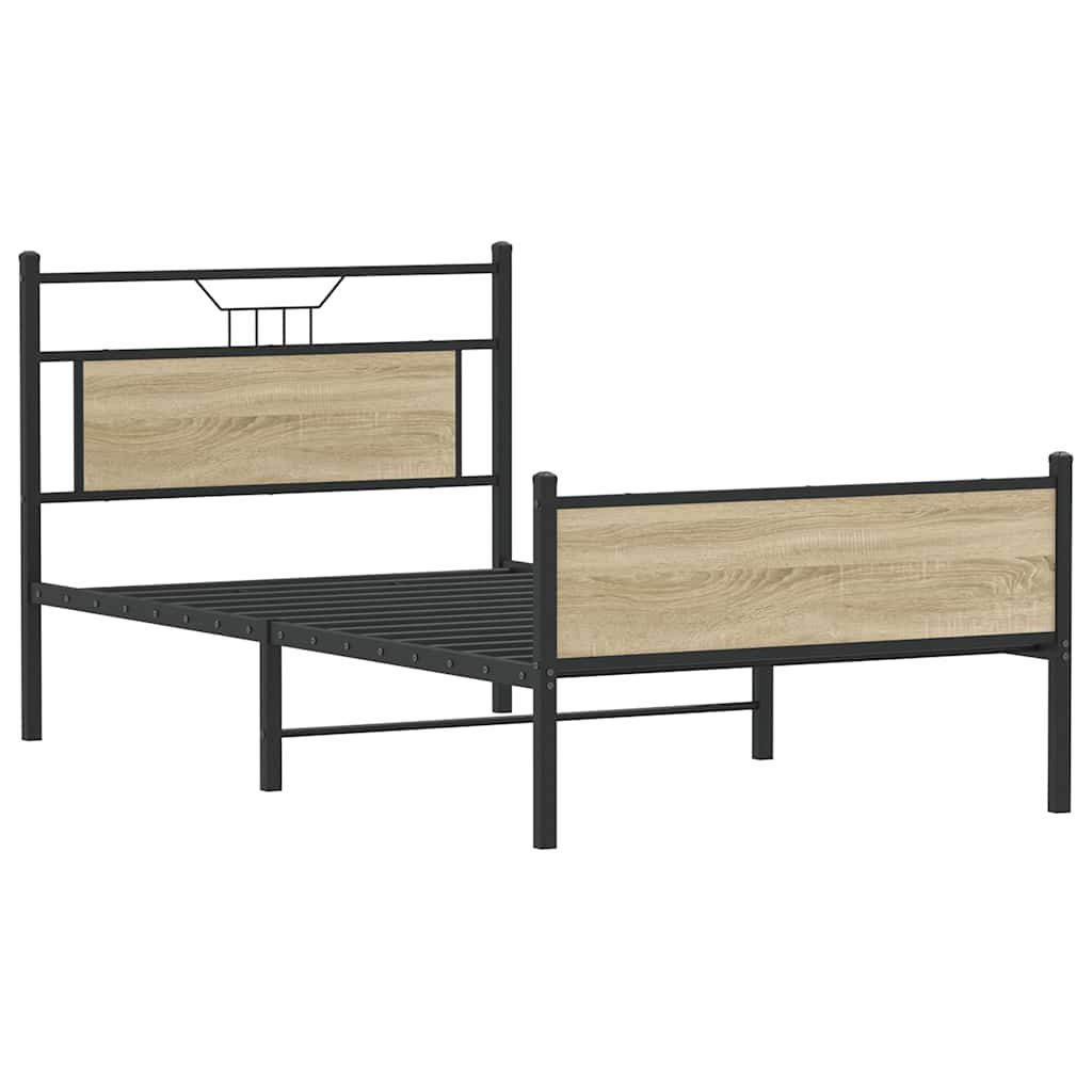 vidaXL Bed Frame without Mattress Sonoma Oak 100x190 cm Engineered Wood