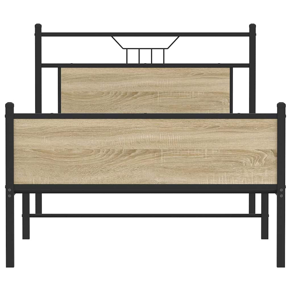 vidaXL Bed Frame without Mattress Sonoma Oak 100x190 cm Engineered Wood