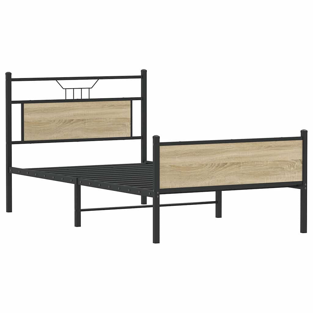 vidaXL Bed Frame without Mattress Sonoma Oak 107x203 cm Engineered Wood