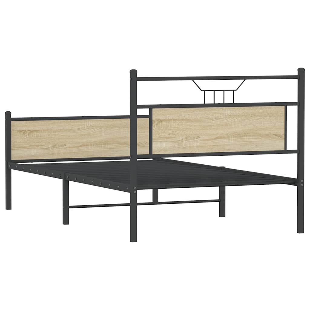 vidaXL Bed Frame without Mattress Sonoma Oak 107x203 cm Engineered Wood