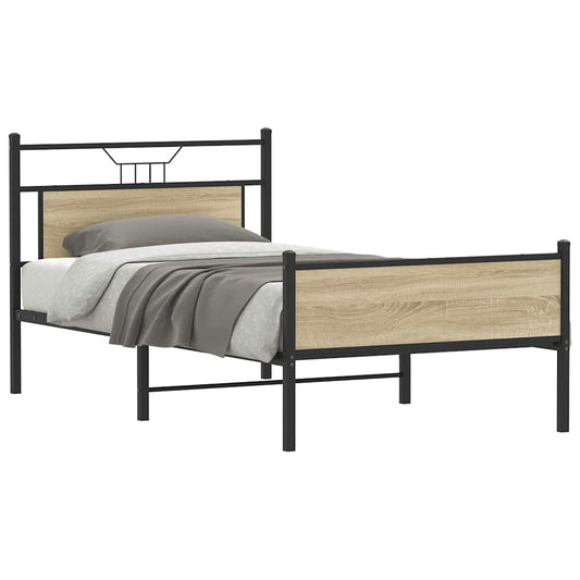 vidaXL Bed Frame without Mattress Sonoma Oak 107x203 cm Engineered Wood