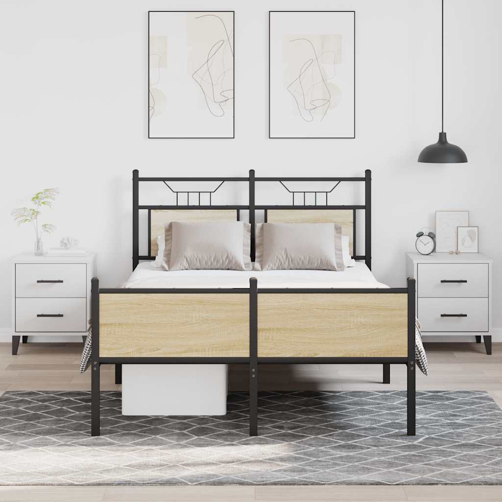 Bed Frame without Mattress Sonoma Oak 120x200 cm Engineered Wood