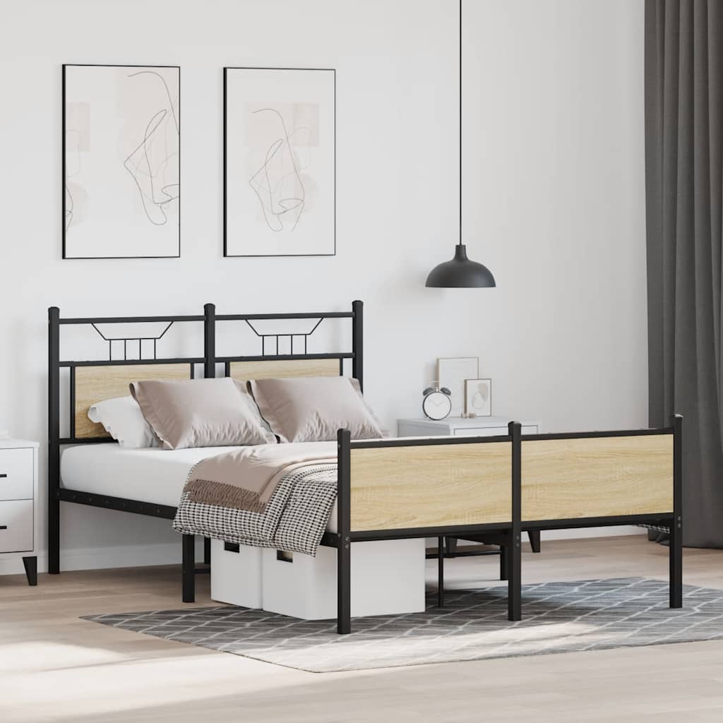 Bed Frame without Mattress Sonoma Oak 120x200 cm Engineered Wood