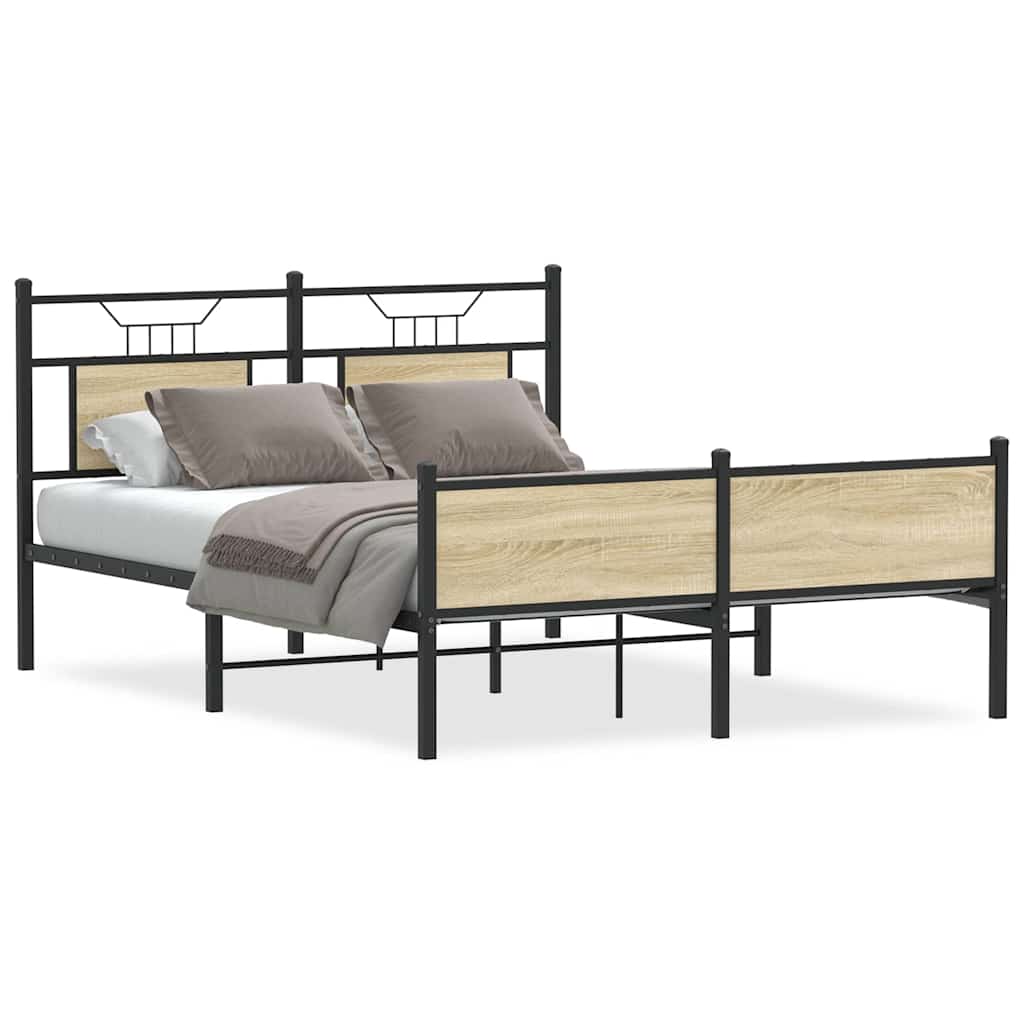 Bed Frame without Mattress Sonoma Oak 140x190 cm Engineered Wood