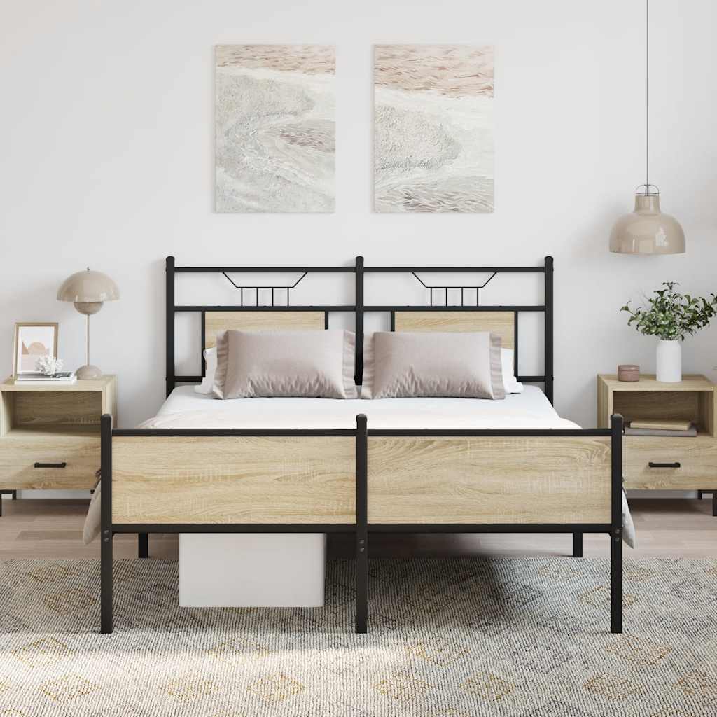 Bed Frame without Mattress Sonoma Oak 150x200 cm King Size Engineered Wood