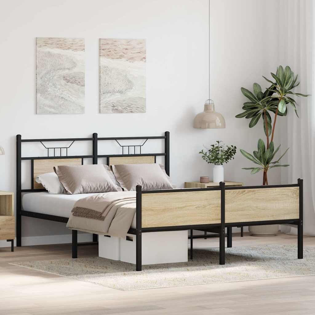 Bed Frame without Mattress Sonoma Oak 150x200 cm King Size Engineered Wood