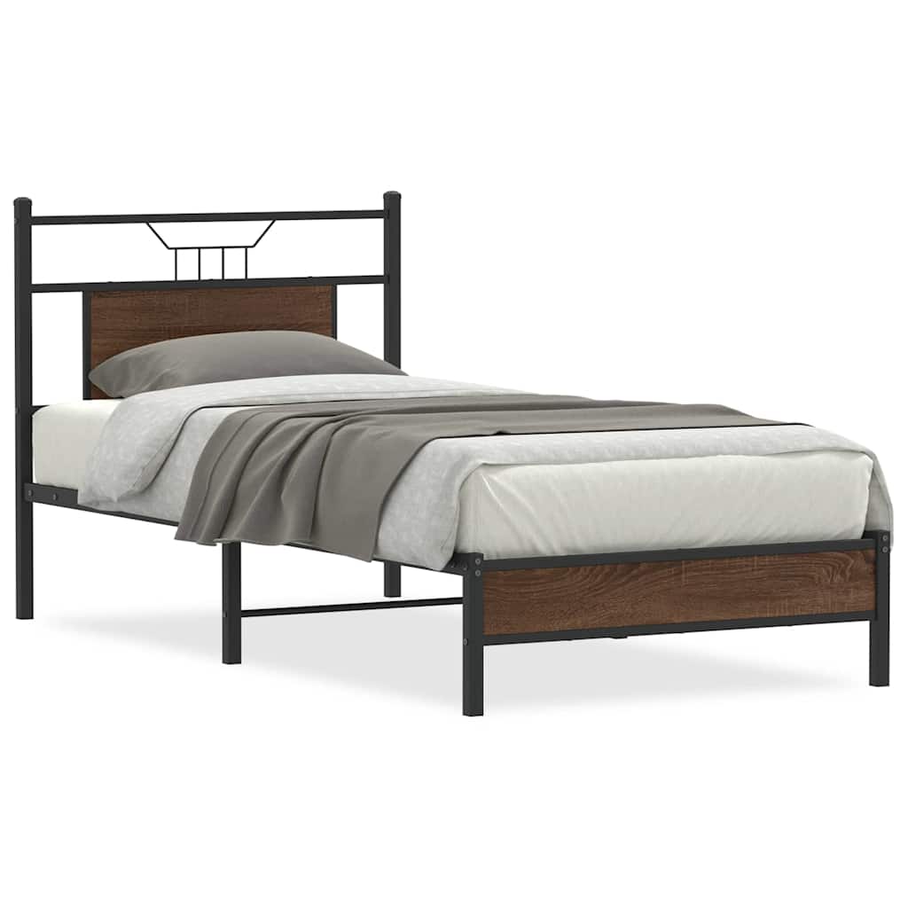 Bed Frame without Mattress Brown Oak 90x190 cm Single Engineered Wood