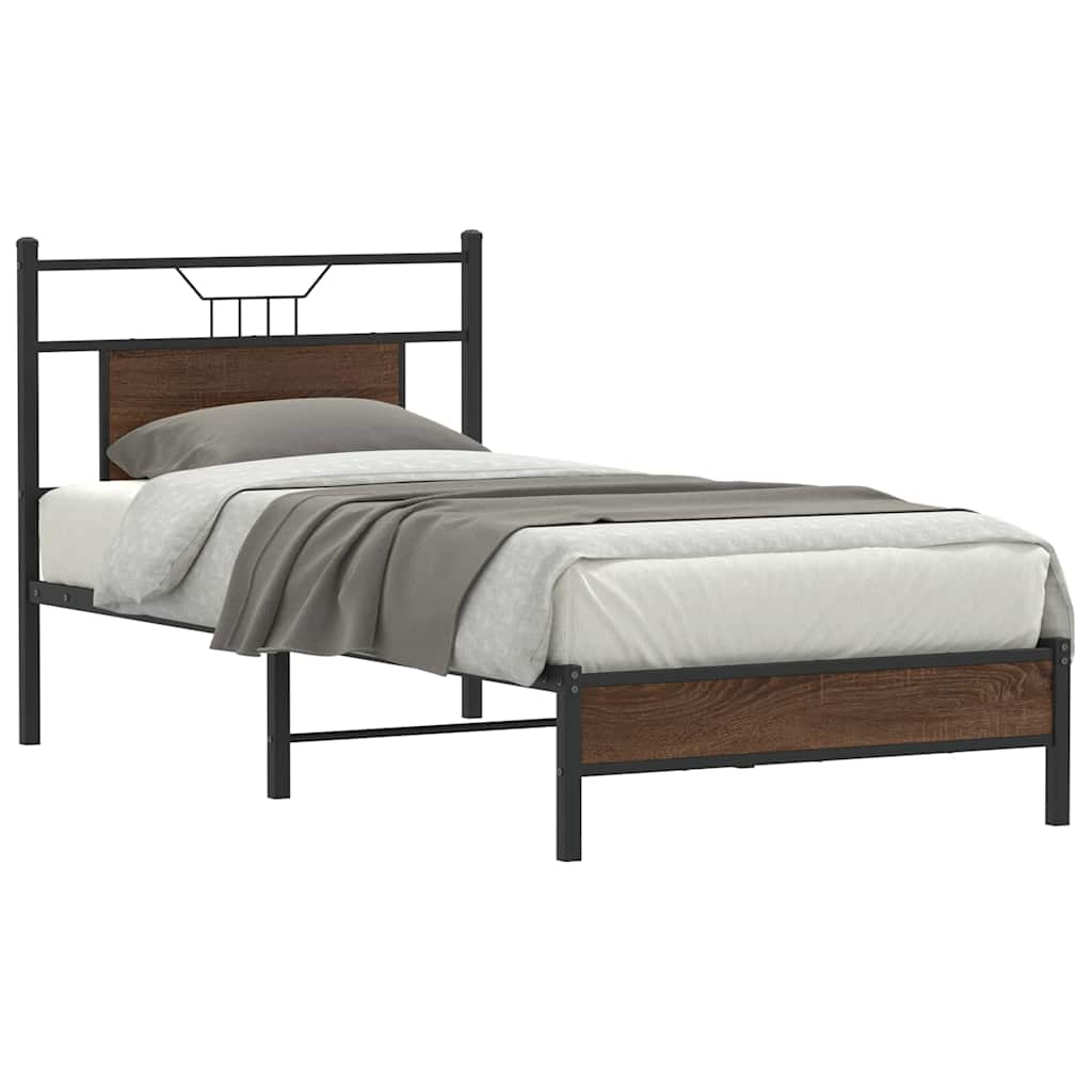 Bed Frame without Mattress Brown Oak 90x190 cm Single Engineered Wood