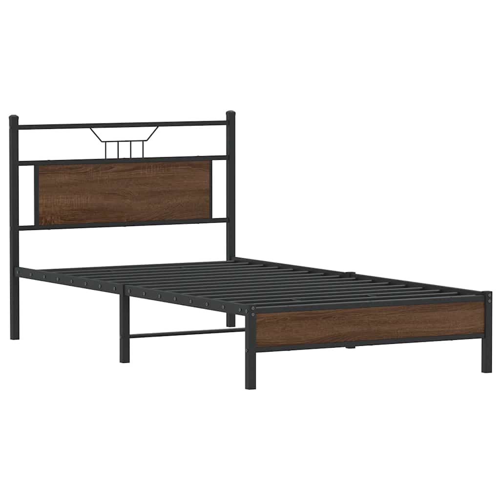 Bed Frame without Mattress Brown Oak 107x203 cm Engineered Wood