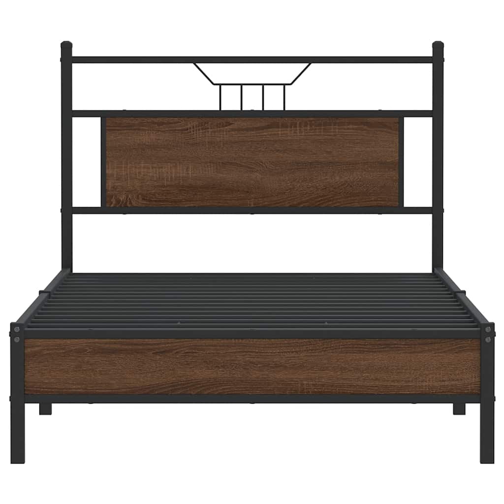 Bed Frame without Mattress Brown Oak 107x203 cm Engineered Wood