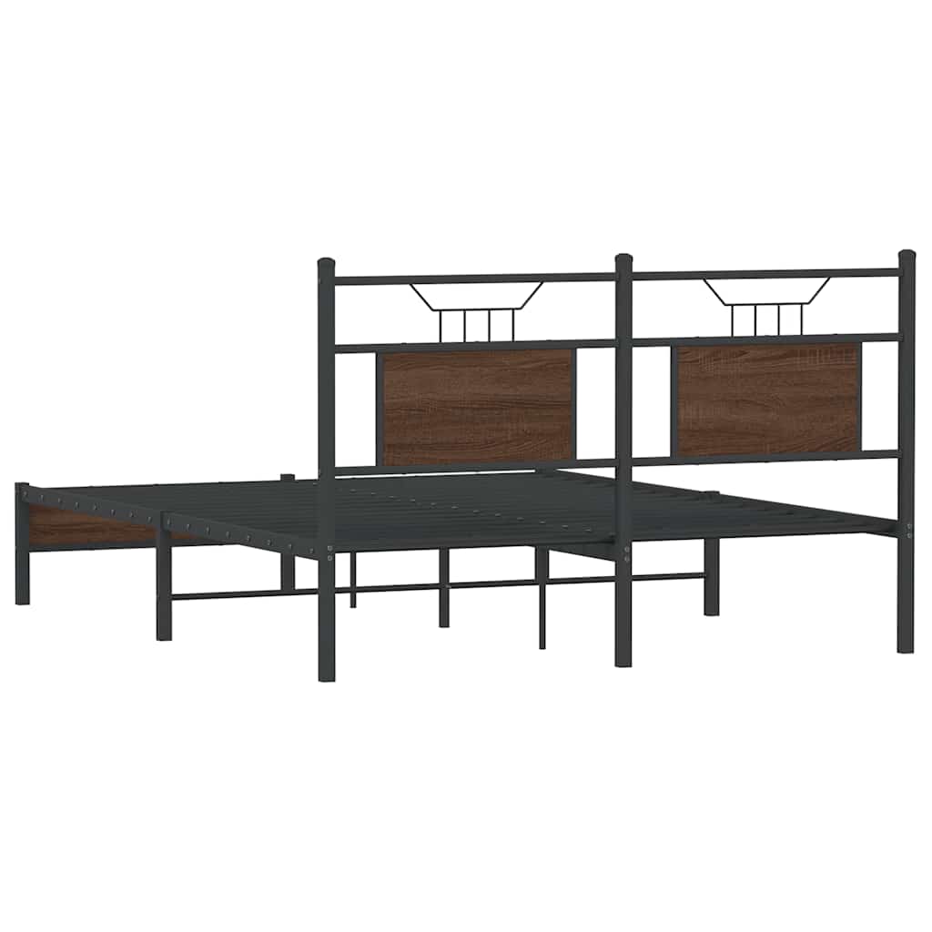 Bed Frame without Mattress Brown Oak 140x190 cm Engineered Wood