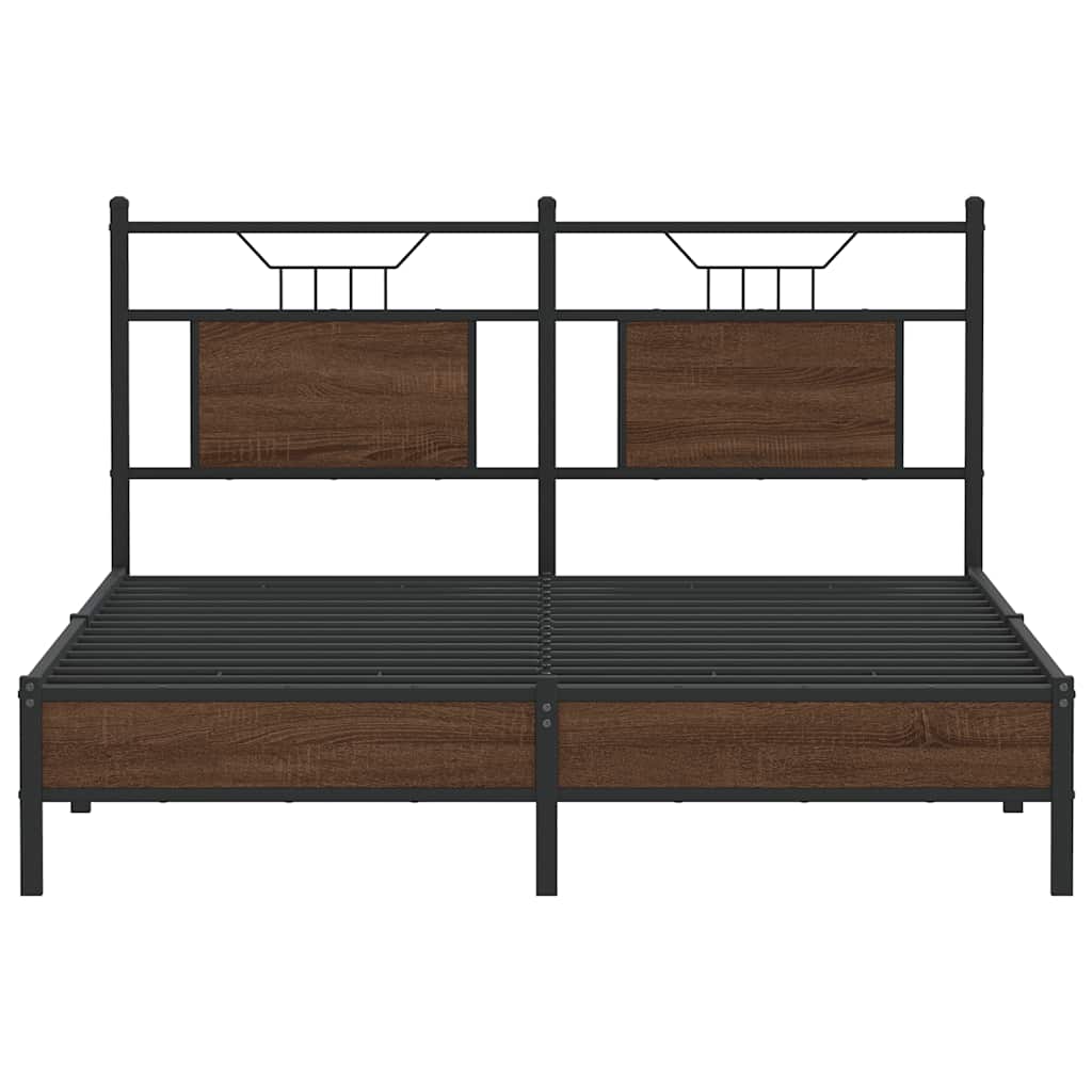 Bed Frame without Mattress Brown Oak 140x200 cm Engineered Wood
