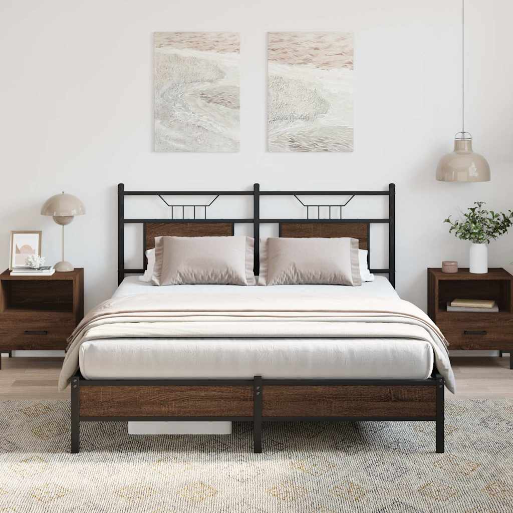 Bed Frame without Mattress Brown Oak 150x200 cm King Size Engineered Wood