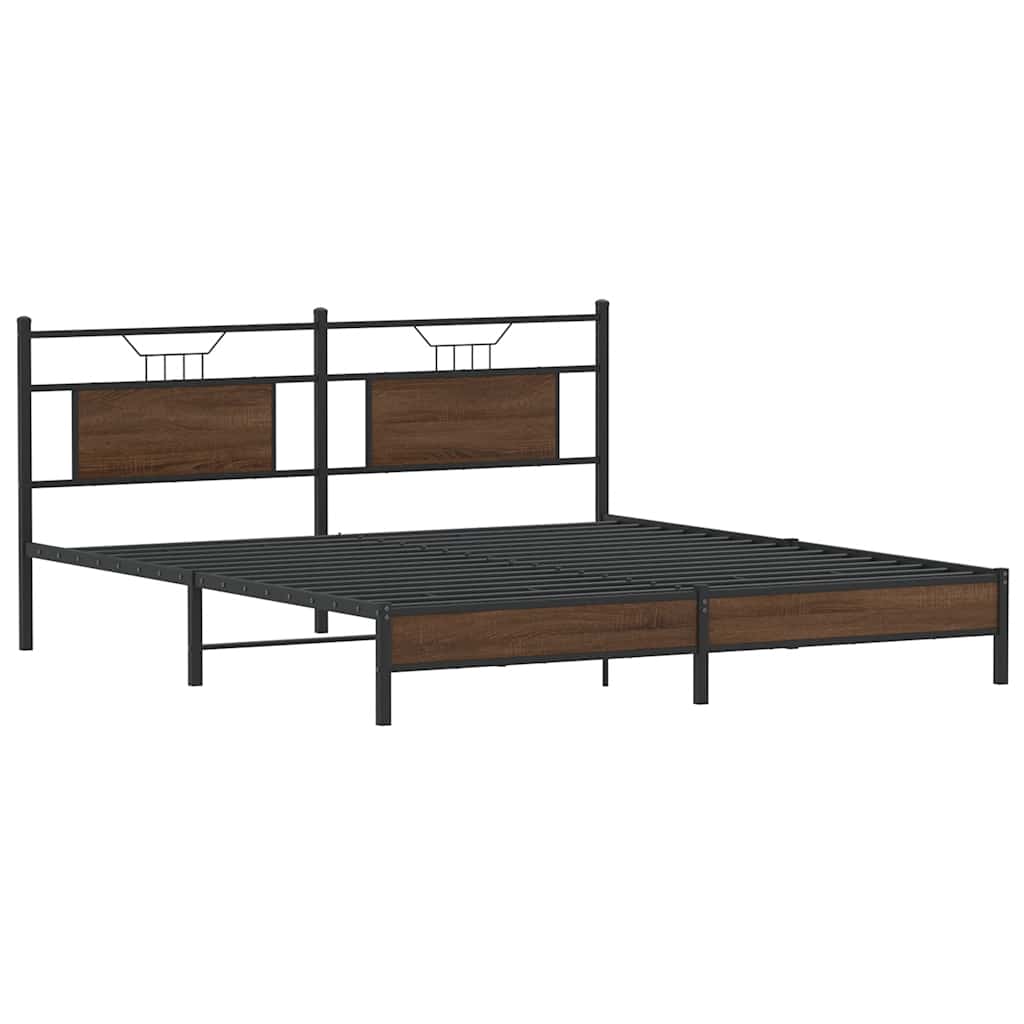 Bed Frame without Mattress Brown Oak 160x200 cm Engineered Wood