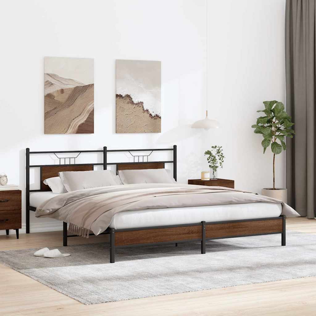 Bed Frame without Mattress Brown Oak 160x200 cm Engineered Wood
