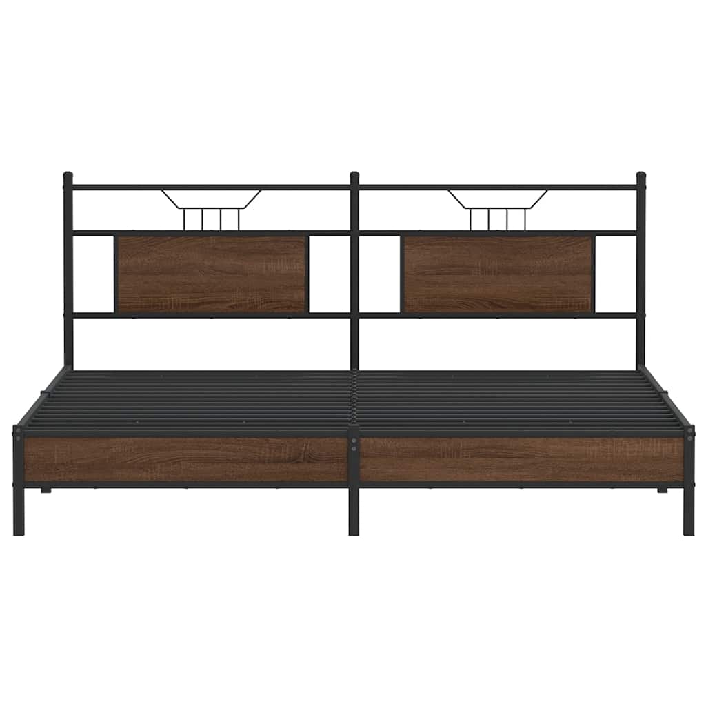 Bed Frame without Mattress Brown Oak 160x200 cm Engineered Wood