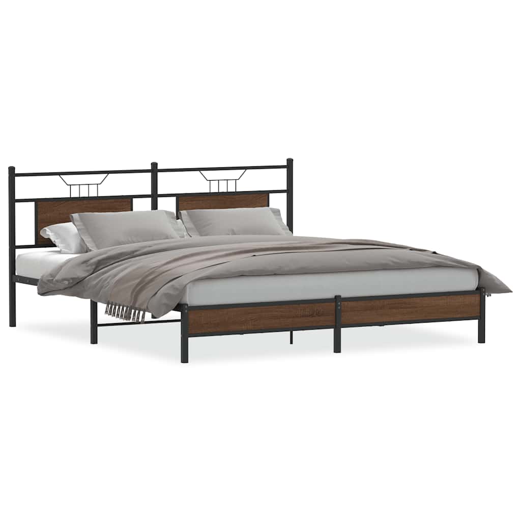Bed Frame without Mattress Brown Oak 183x213 cm Engineered Wood