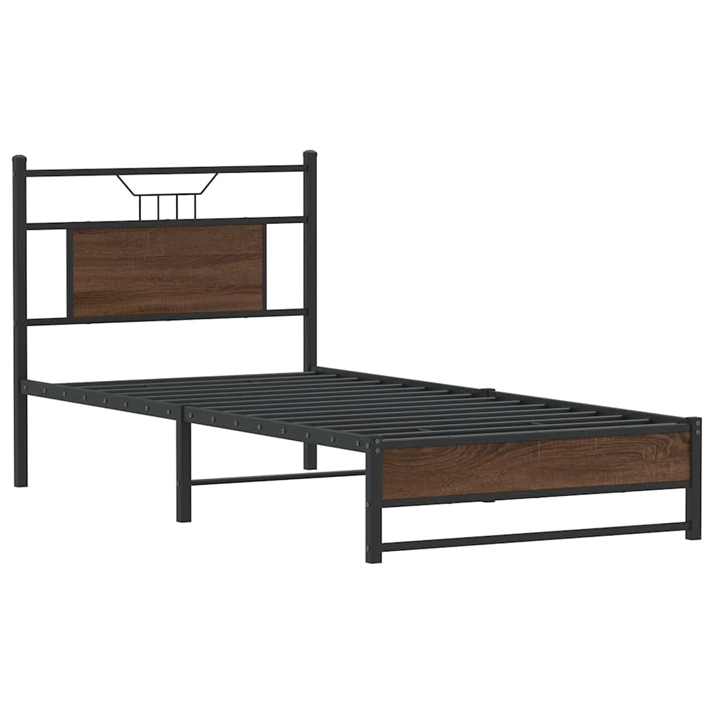 Bed Frame without Mattress Brown Oak 75x190 cm Small Single Engineered Wood