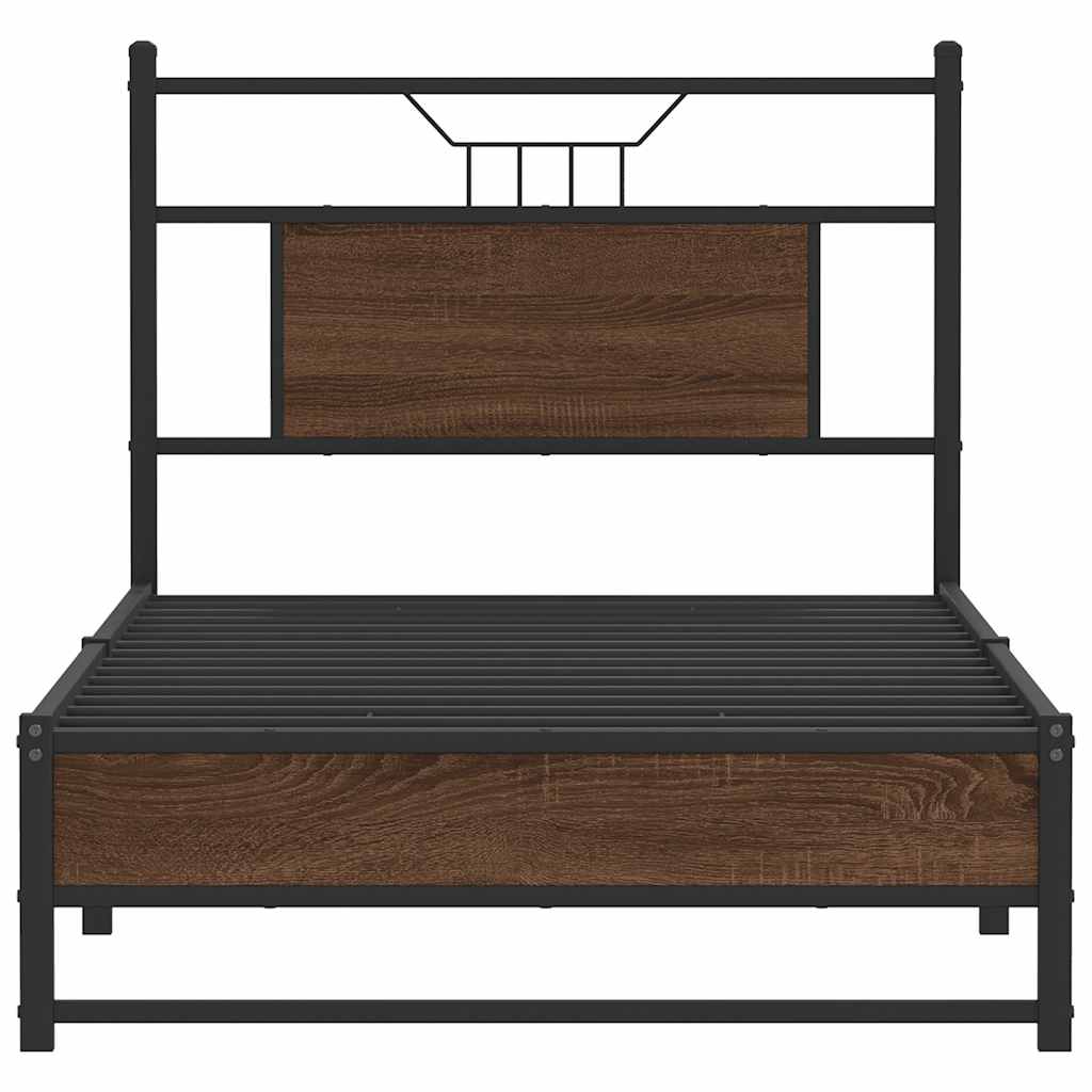 Bed Frame without Mattress Brown Oak 75x190 cm Small Single Engineered Wood