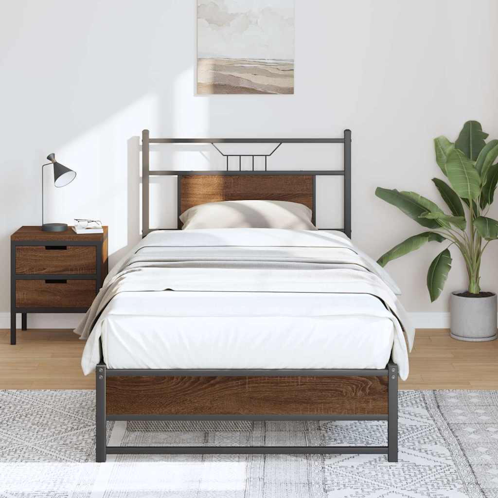 Bed Frame without Mattress Brown Oak 80x200 cm Engineered Wood