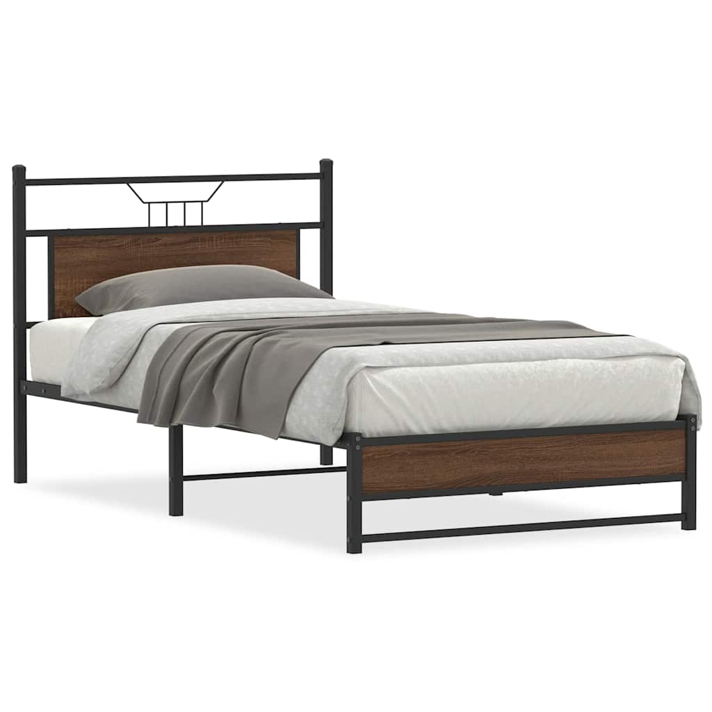 Bed Frame without Mattress Brown Oak 100x200 cm Engineered Wood