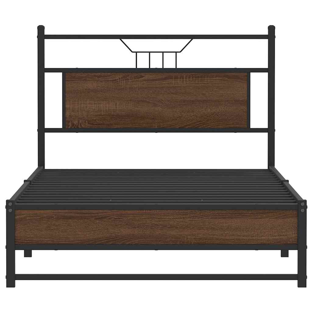 Bed Frame without Mattress Brown Oak 107x203 cm Engineered Wood