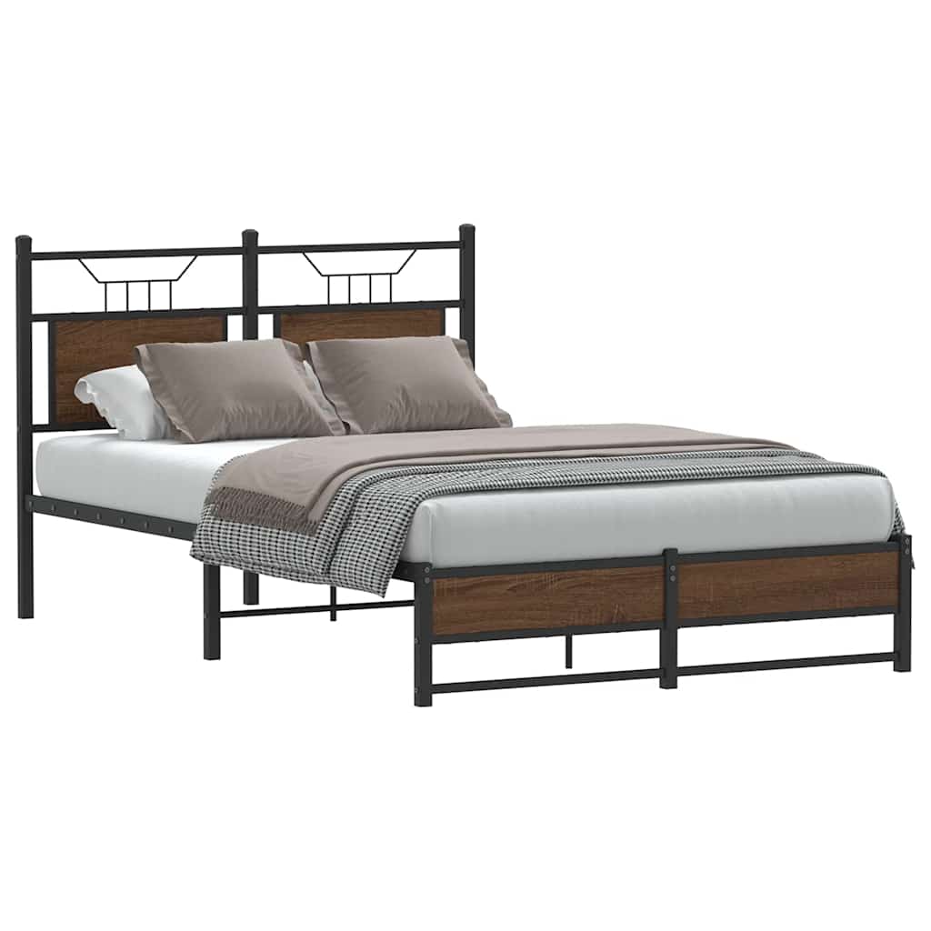 Bed Frame without Mattress Brown Oak 120x190 cm Small Double Engineered Wood