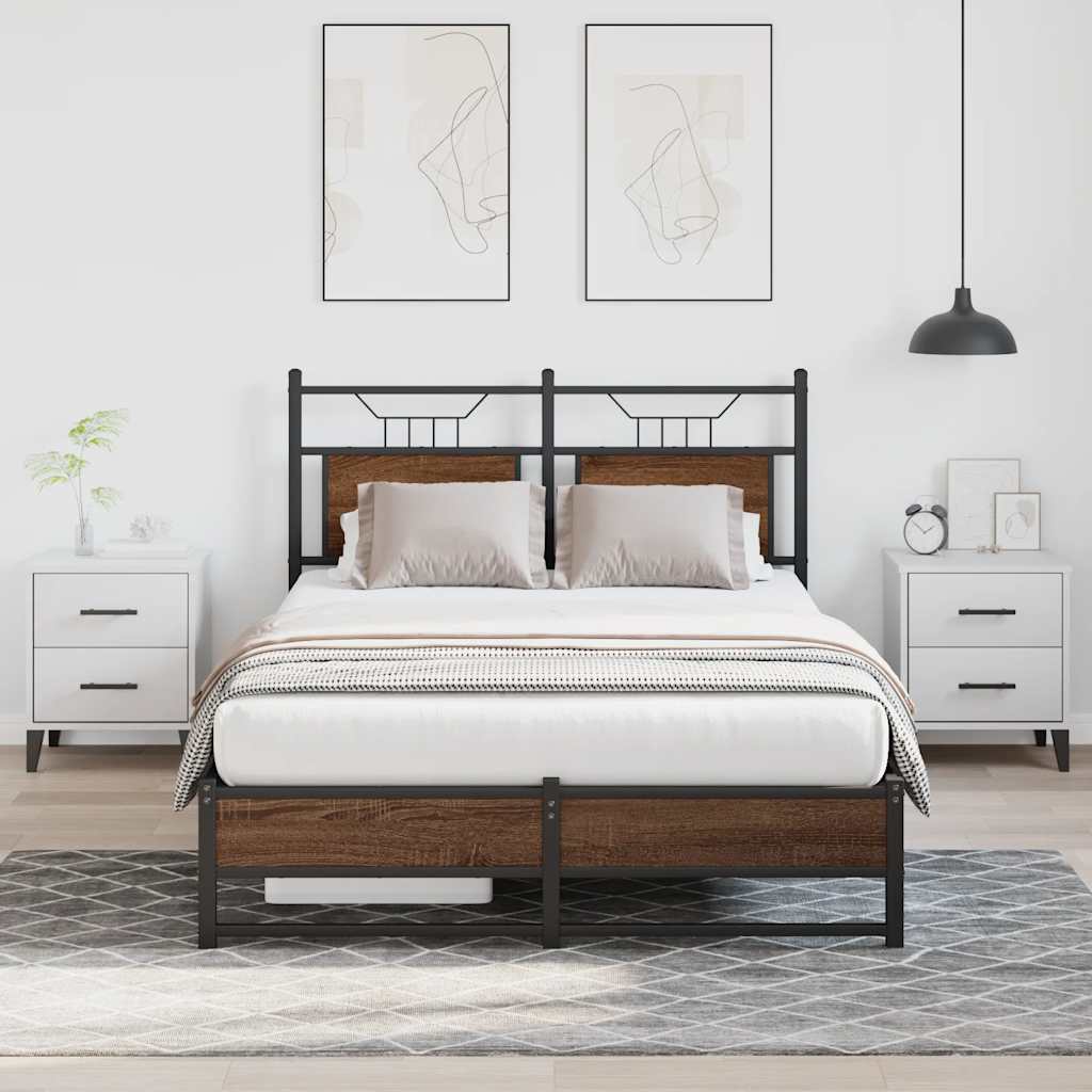 Bed Frame without Mattress Brown Oak 120x200 cm Engineered Wood