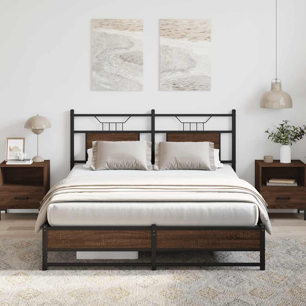 Bed Frame without Mattress Brown Oak 140x190 cm Engineered Wood