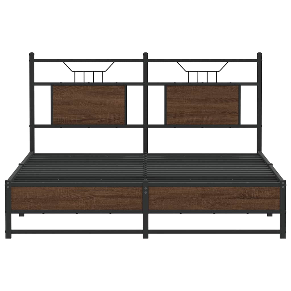 Bed Frame without Mattress Brown Oak 140x190 cm Engineered Wood