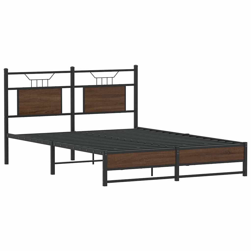 Bed Frame without Mattress Brown Oak 140x200 cm Engineered Wood