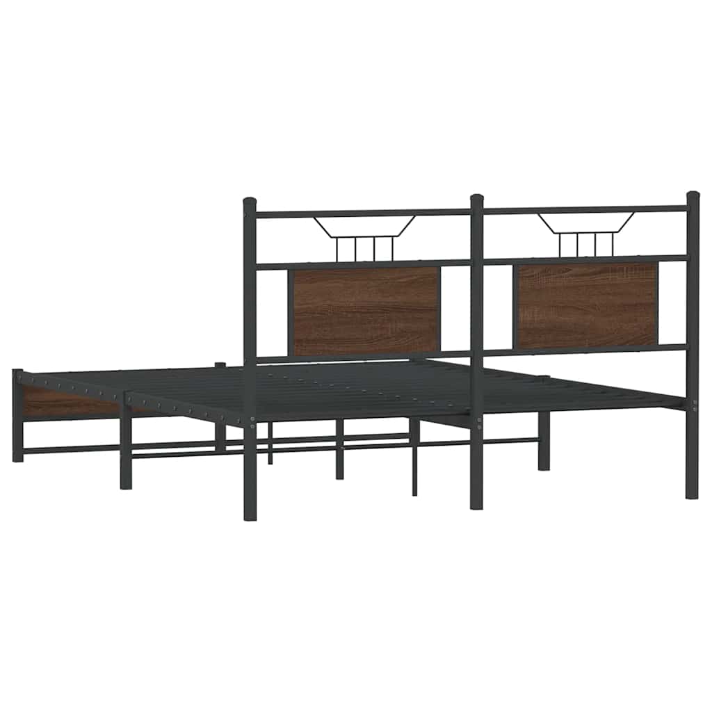 Bed Frame without Mattress Brown Oak 140x200 cm Engineered Wood