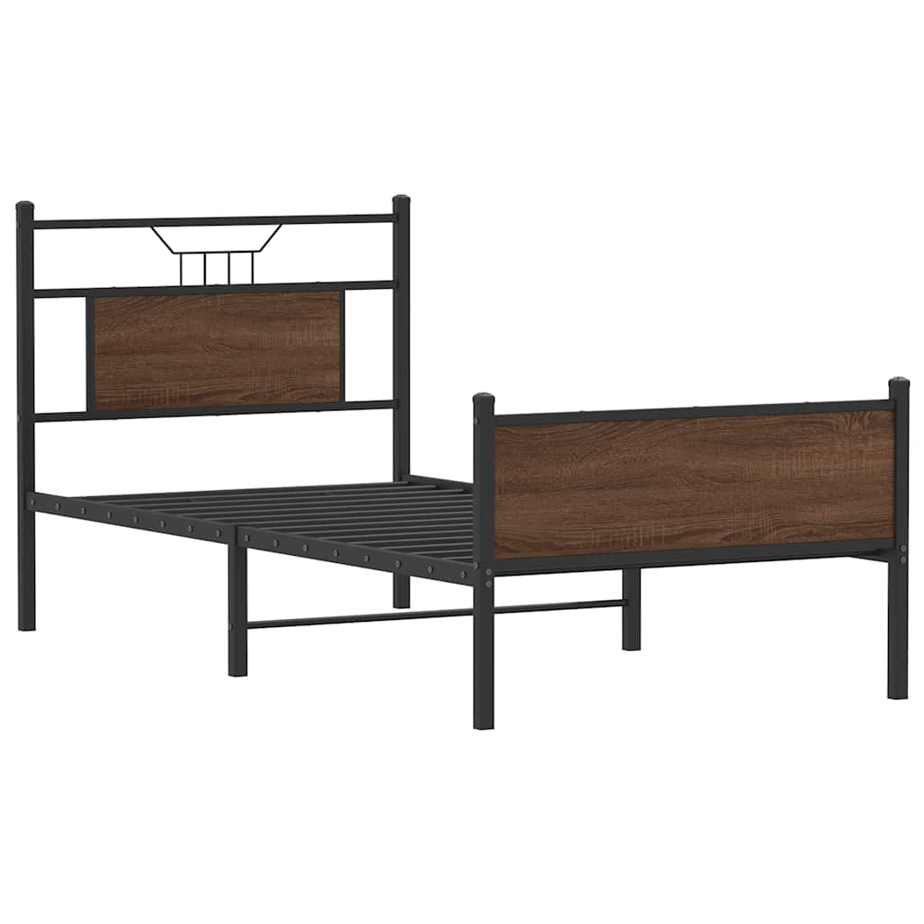 Bed Frame without Mattress Brown Oak 80x200 cm Engineered Wood