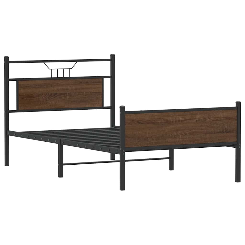 Bed Frame without Mattress Brown Oak 100x200 cm Engineered Wood
