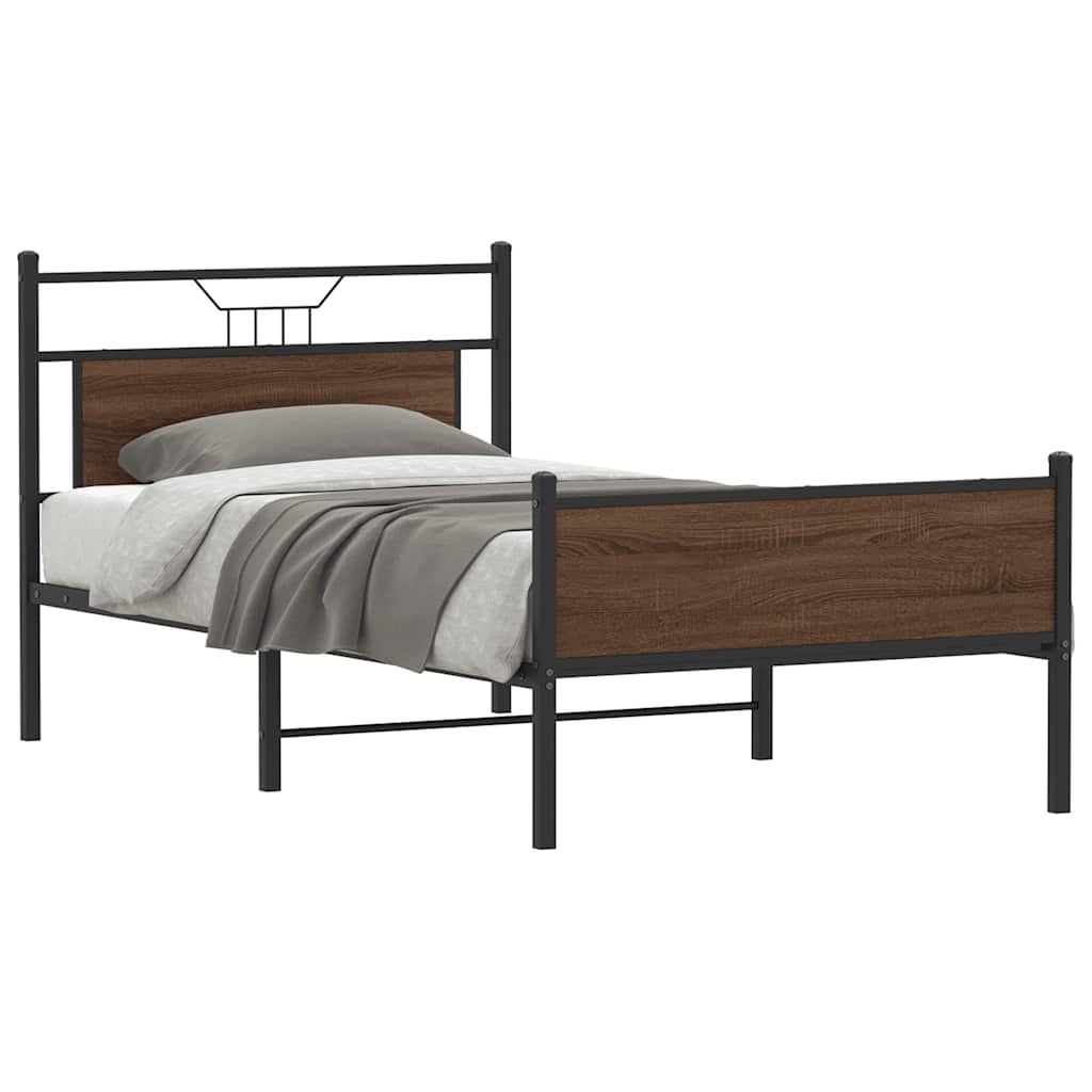 Bed Frame without Mattress Brown Oak 100x200 cm Engineered Wood