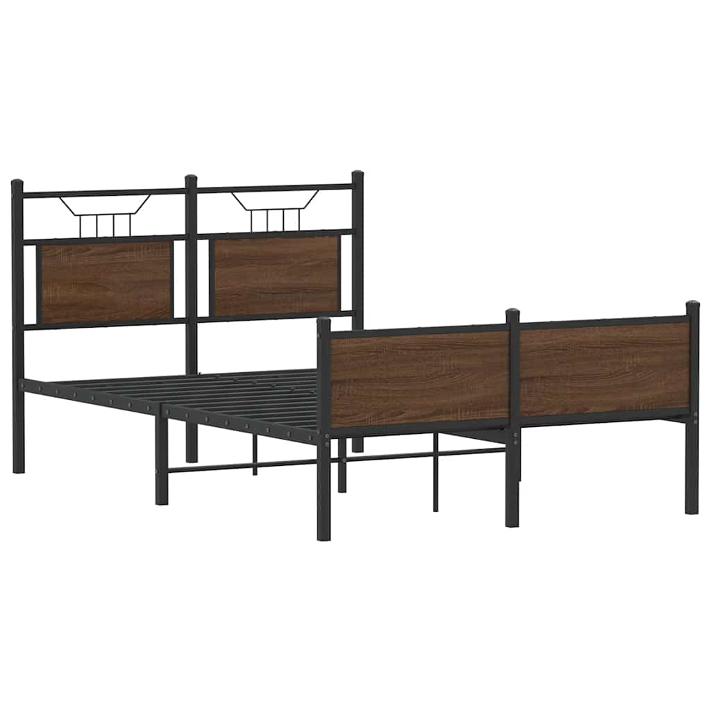 Bed Frame without Mattress Brown Oak 120x200 cm Engineered Wood
