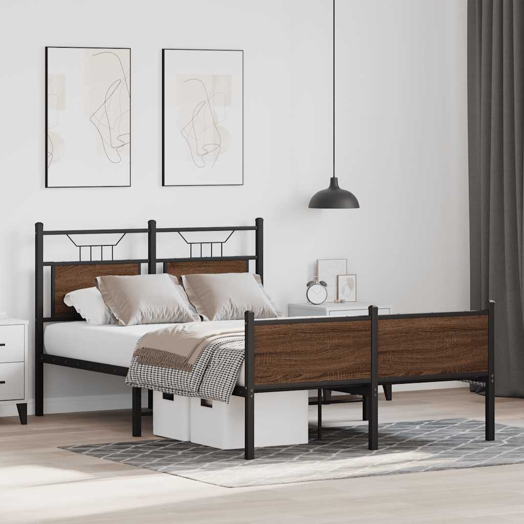 Bed Frame without Mattress Brown Oak 120x200 cm Engineered Wood