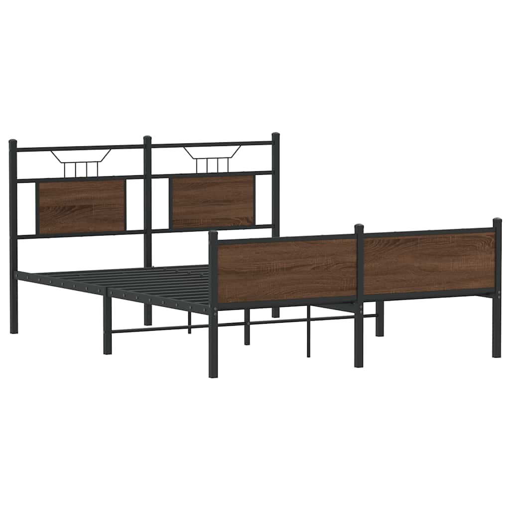 Bed Frame without Mattress Brown Oak 140x200 cm Engineered Wood