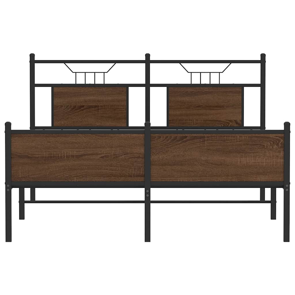 Bed Frame without Mattress Brown Oak 140x200 cm Engineered Wood